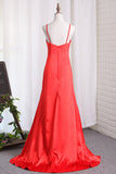 2024 Sexy Sheath / Colonne Red Slit Robes de soirée Elastic Satin