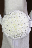 Wedding Bride Tenir Fleur Mousse Fleur Bouquet de Roses blanches (25 * 19cm)