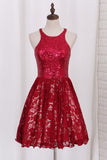 2024 Homecoming Robes A Line Scoop Sequin &amp; Lace Short / Mini