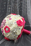 Forme Rond Roses Ruban avec strass Broche bouquet de mariage (27 * 20cm)