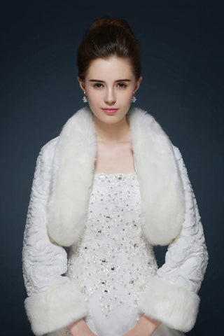 Mariage d&#39;hiver fausse fourrure Wraps Manteau de mariage