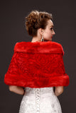 Concise Rouge en fausse fourrure de mariage Wrap