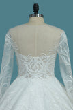 2024 une ligne de manches longues robes de mariage manches Tulle avec train chapelle Applique