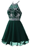 2024 Une ligne Homecoming mignonne robe Halter court / mini en mousseline de soie et tulle perlé Corsage