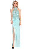 2024 Robes de bal Halter en mousseline de soie avec appliques Et Slit gaine