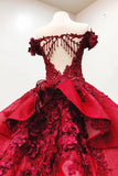 Robes de bal robes de bal princesse en dentelle bordeaux princesse avec appliques