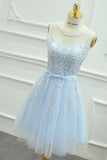 2024 Homecoming Robes Scoop Tulle Avec Applique Et Sash A Line