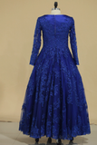 2024 noir bleu royal manches longues Une ligne Tulle avec appliques