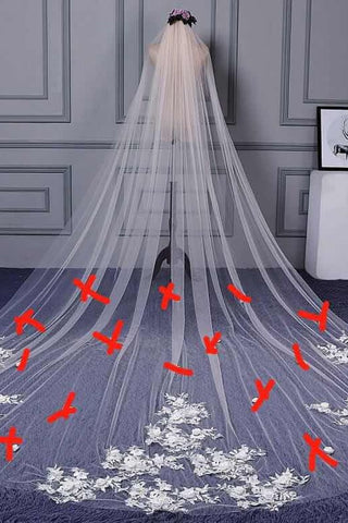 2024 Magnifique Voile De Mariage Longueur 3 Mètres Largeur 3 Mètres Tulle Avec Des Fleurs À La Main