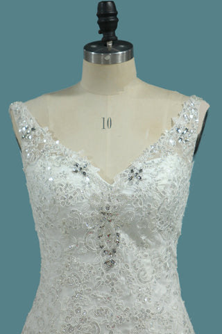 2024 sirène sangles Open Back robes de mariée avec Applique et perles