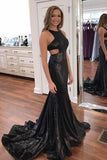 2024 Scoop Sequins Prom Dresses Mermaid / Trumpet Court Train