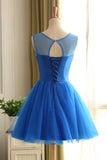 2024 Scoop Homecoming Robes A Line Tulle With Beading Lace Up