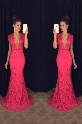 2024 V Neck manches courtes Robes de bal Mermaid Lace Sweep Train