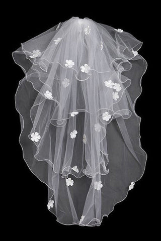 Quatre-Tier Elbow Longueur Voiles de mariée avec un crayon bord