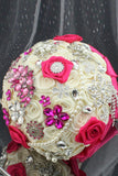 Forme Rond Roses Ruban avec strass Broche bouquet de mariage (27 * 20cm)