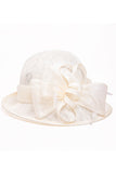 Mode Cambric Avec Ladies Flower Bowler / Chapeau cloche