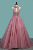 2024 Simple Style Prom Gown High Neck A-Line Sweep Train New Arrival