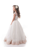 2024 Une ligne Scoop Tulle avec des perles et des robes Applique Flower Girl