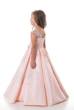 2024 A Line Flower Girl Dresses Scoop Satin Avec Applique Et Sash Longueur Au Sol