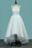 2024 New Arrival Lace Halter Prom Dress High Low Zipper Up