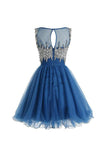 2024 Tulle Scoop Beaded Bodice Homecoming Robes A Line Short / Mini