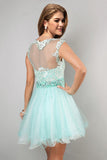 2024 Robes de bal A-ligne scoop court / mini Tulle &amp; Lace livraison rapide