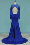 2024 Mermaid Blue Prom Dress manches longues