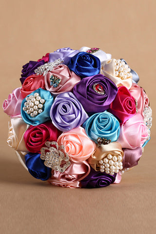 Roses rondes strass Broche cristal Roses bouquet de mariage (26 * 22cm)