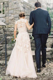 Robe de mariée longue au sol sans manches à col en V sans manches avec appliqués