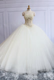 2024 sweetheart robes de mariée avec des perles robe de bal Tulle blanc Corset Retour trains tribunal