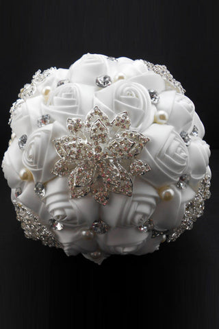 Wedding bouquet Roses ruban avec Broche strass (32 * 22cm de)