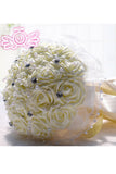 Elégant ronde mousse Bouquets de mariée avec strass