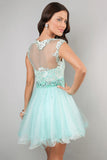 2024 Robes de bal A-ligne scoop court / mini Tulle &amp; Lace livraison rapide