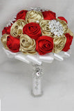 Roses rondes strass Broche cristal Roses bouquet de mariage (26 * 22cm)