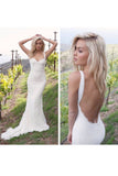 2024 Sexy Open Back Straps Mermaid Lace Sweep Train Robes de mariée