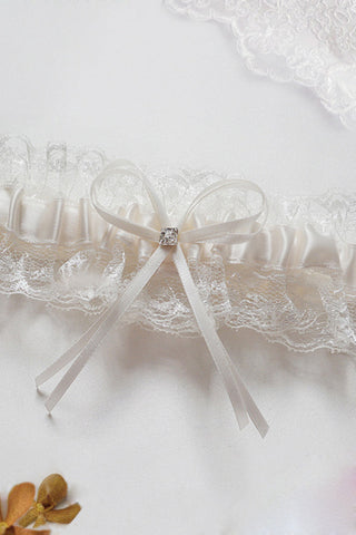 Satin / Dentelle Avec Jarretière de mariage bowknot / strass