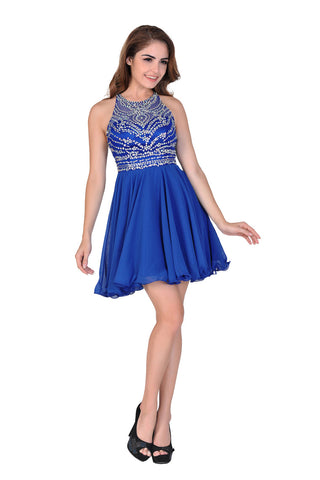 2024 A Line / Princess Halter Homecoming Robes Tulle et mousseline en mousseline de soie