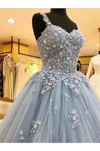 Robe de bal bretelles longue robe de bal appliques robe de Quinceanera