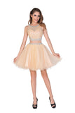 2024 A-Line Homecoming Robes Short / Mini Scoop perlée Bodice Tulle