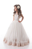 2024 Une ligne Scoop Tulle avec des perles et des robes Applique Flower Girl