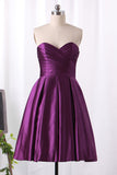 2024 Robe de demoiselle d&#39;honneur A Line Sweetheart Satin With Ruffles Short / Mini