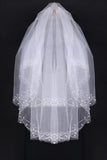 Deux-Tier Finger-Tip Longueur Voiles de mariée