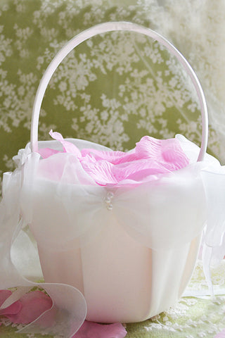 Belle Flower Basket avec des rubans / Faux Perle