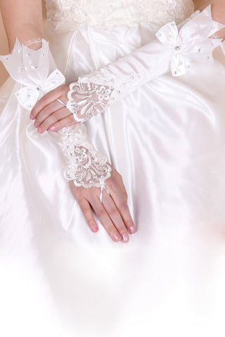 2024 satin longueur du coude Gants de mariée # ST0100