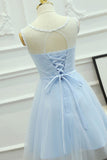 2024 Homecoming Robes Scoop Tulle Avec Applique Et Sash A Line