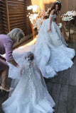 Une Ligne Sur Les Robes De Mariée Epaule Tulle Avec Appliques Et Perles