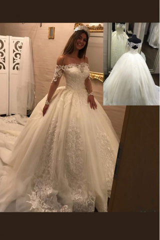 Robes de mariée de luxe en robe de 2024 Robes de mariée à manches longues Tulle avec appliques