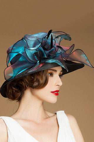 Ladies Eye-Catching Organza Avec Bowler / Chapeau cloche