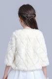 Manches 3/4 Flower Girl Plush Jacket avec perle