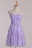 2024 sweetheart froncé Une ligne Tulle court / mini robes de demoiselle d&#39;honneur